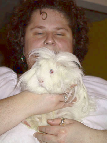 Annette and our killer guinea pig Onslo.